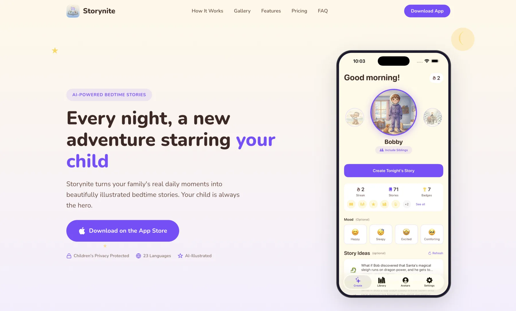 Storynite — AI bedtime stories app